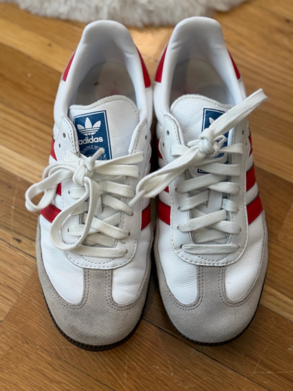 Adidas Samba Sneakers | White, Red, Gray, Gold - Picture 4 of 11